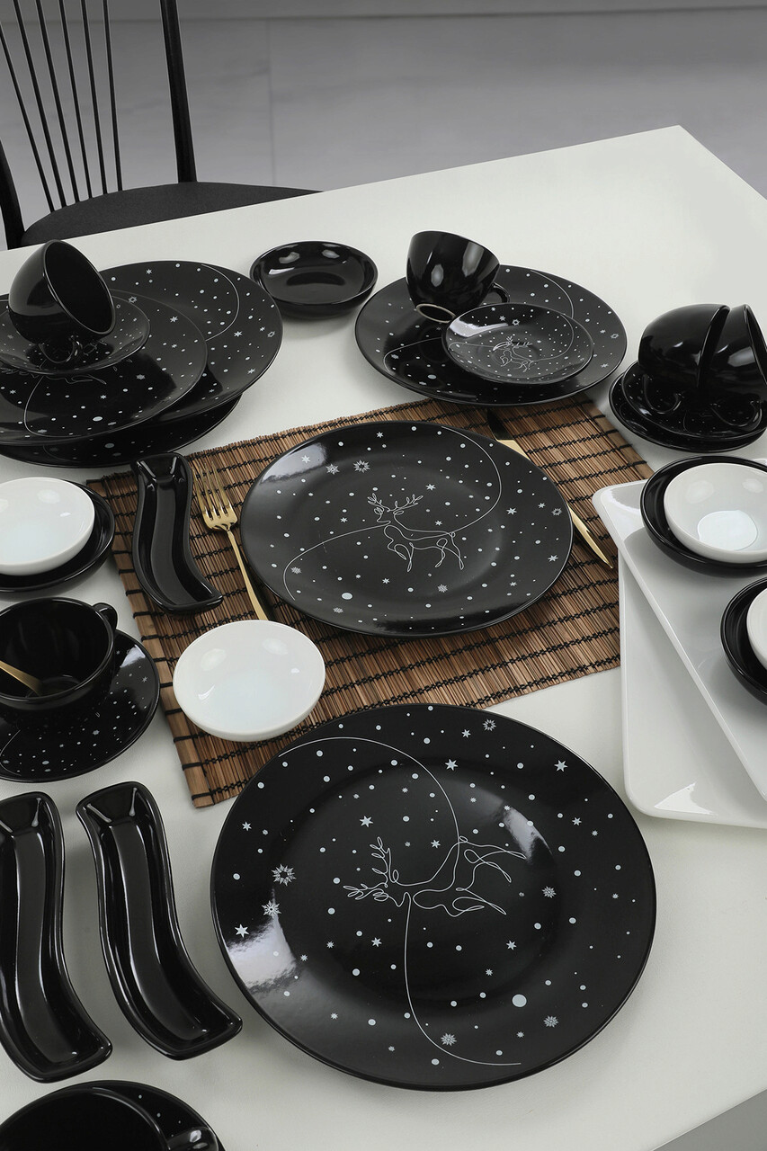 Set de mic dejun, Hermia, 275KRM1612, Antibacterian, Alb/Negru - imagine 5